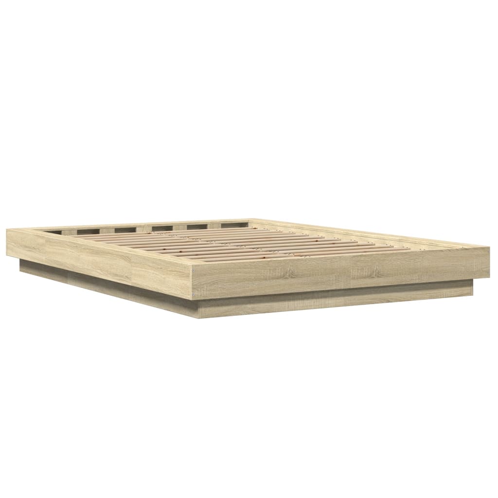 Sengeramme Med Led-Lys Sonoma Eik 120X200 Cm Konstruert Tre
