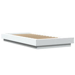 Sengeramme Med Led-Lys Hvit 100X200 Cm Konstruert Tre