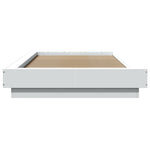 Sengeramme Med Led-Lys Hvit 100X200 Cm Konstruert Tre
