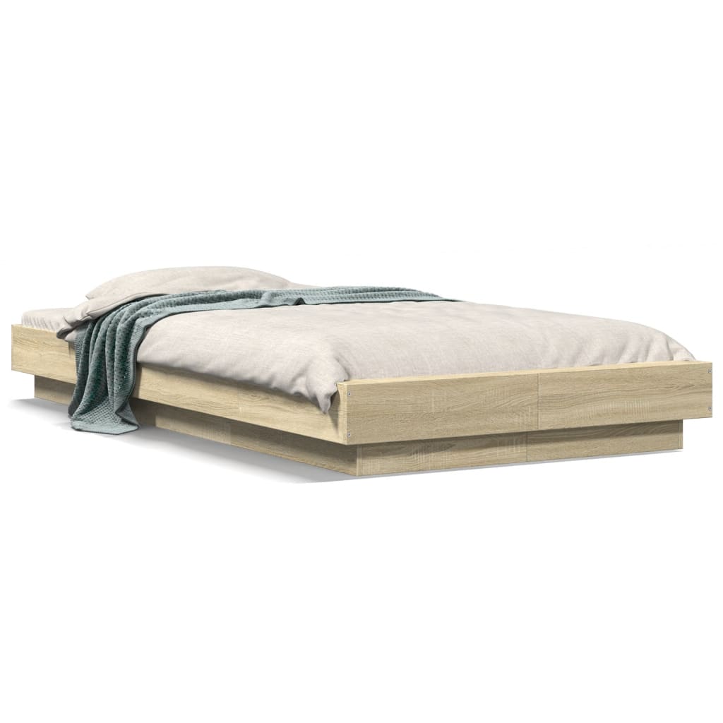 Sengeramme Med Led-Lys Sonoma Eik 100X200 Cm Konstruert Tre