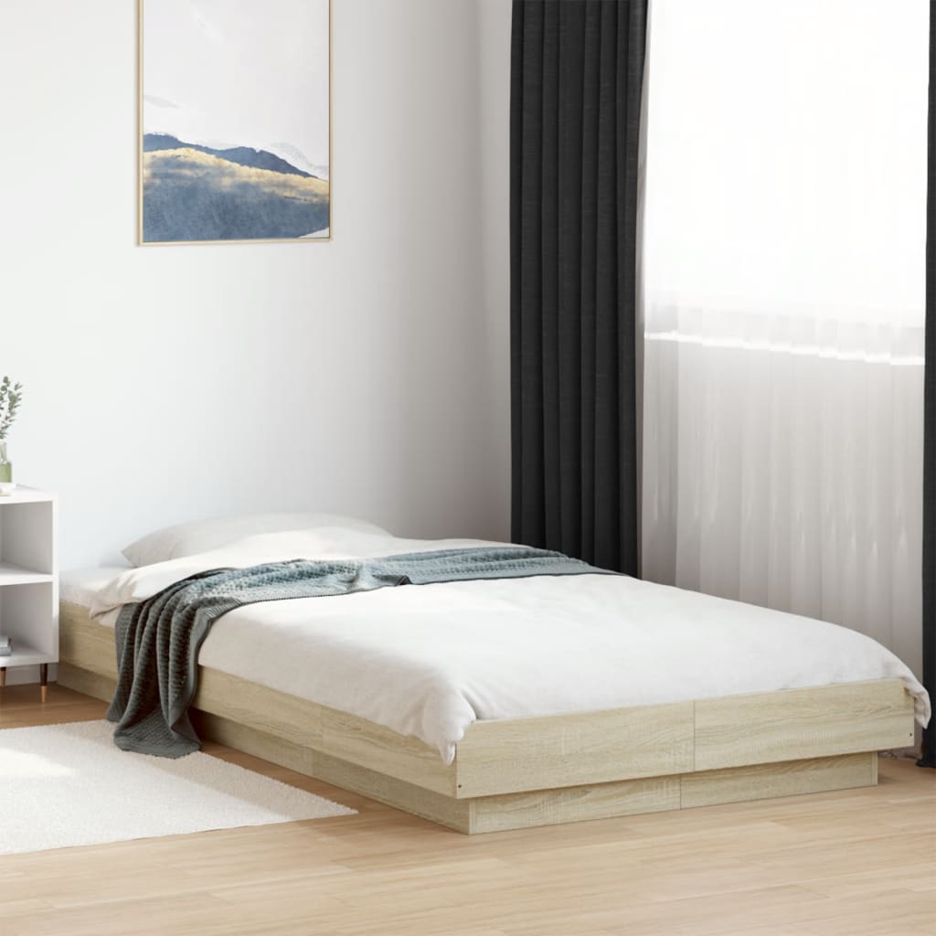 Sengeramme Med Led-Lys Sonoma Eik 100X200 Cm Konstruert Tre