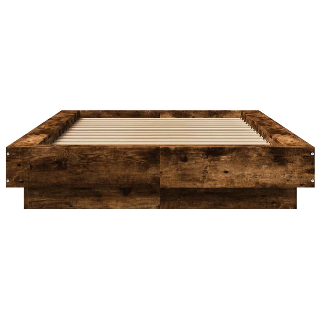 Sengeramme Med Led-Lys Røkt Eik 100X200 Cm Konstruert Tre