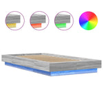 Sengeramme Med Led-Lys Grå Sonoma 100X200 Cm Konstruert Tre