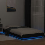 Sengeramme Med Led-Lys Svart 90X200 Cm Konstruert Tre