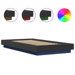Sengeramme Med Led-Lys Svart 90X200 Cm Konstruert Tre