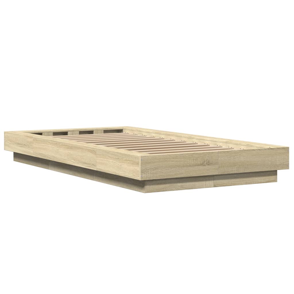 Sengeramme Med Led-Lys Sonoma Eik 90X200 Cm Konstruert Tre