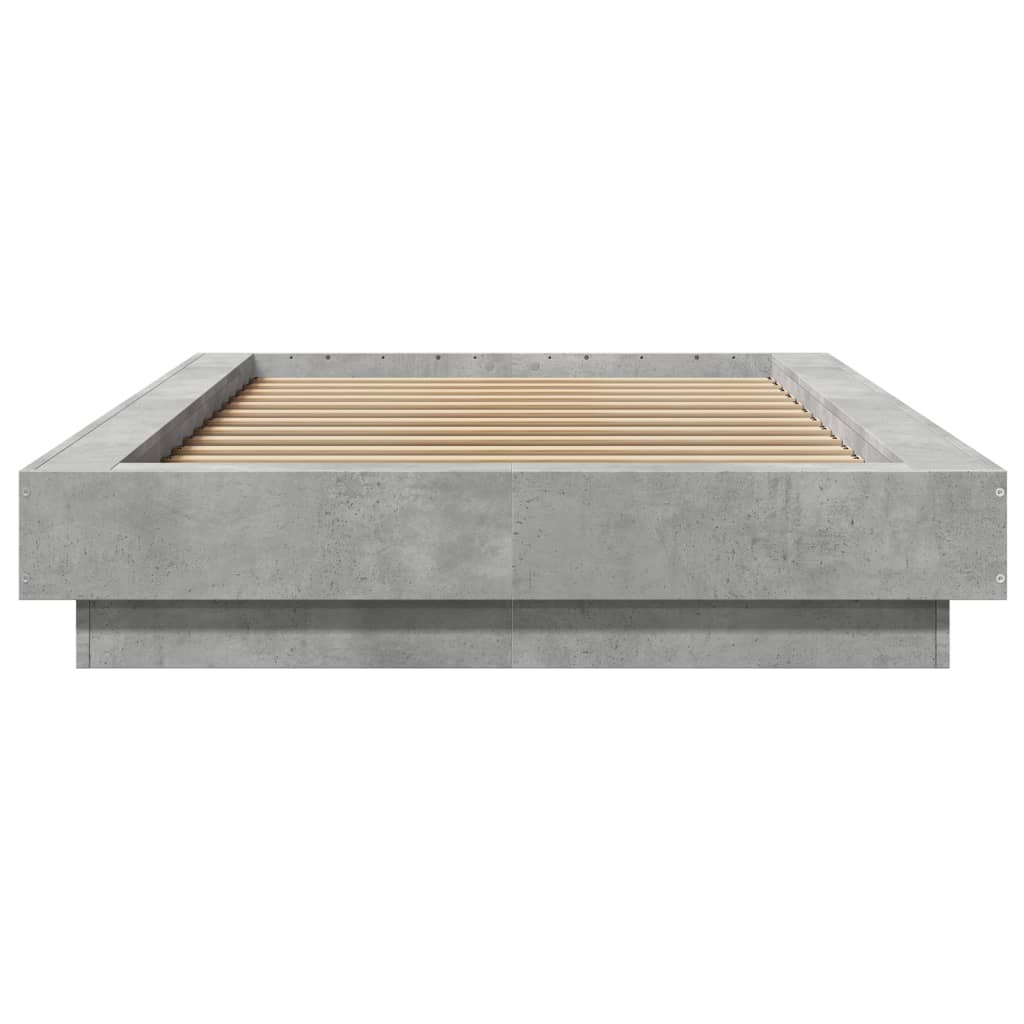 Sengeramme Med Led-Lys Betonggrå 90X200 Cm Konstruert Tre
