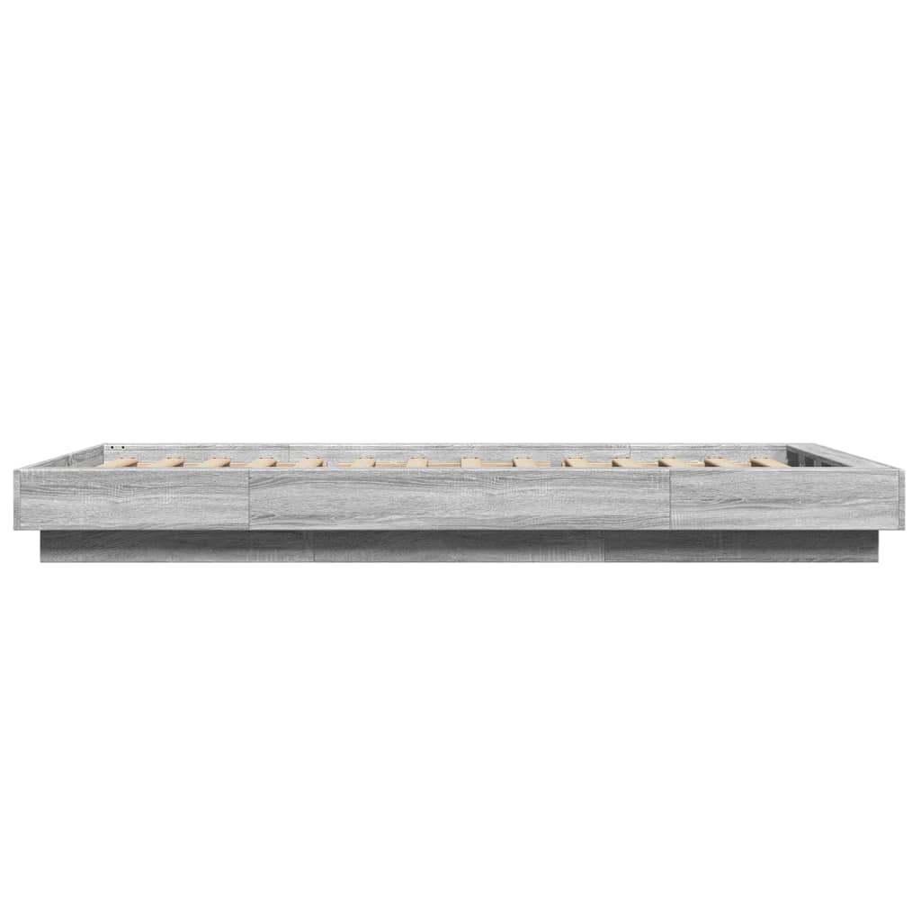 Sengeramme Med Led-Lys Grå Sonoma 90X200 Cm Konstruert Tre