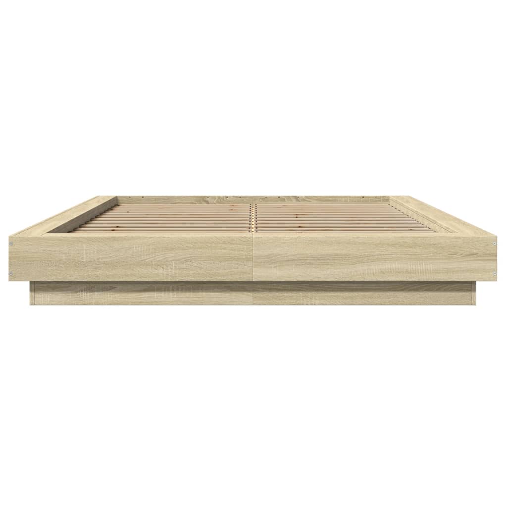 Sengeramme Med Led-Lys Sonoma Eik 135X190 Cm Konstruert Tre
