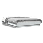 Sengeramme Med Led-Lys Hvit 120X190 Cm Konstruert Tre