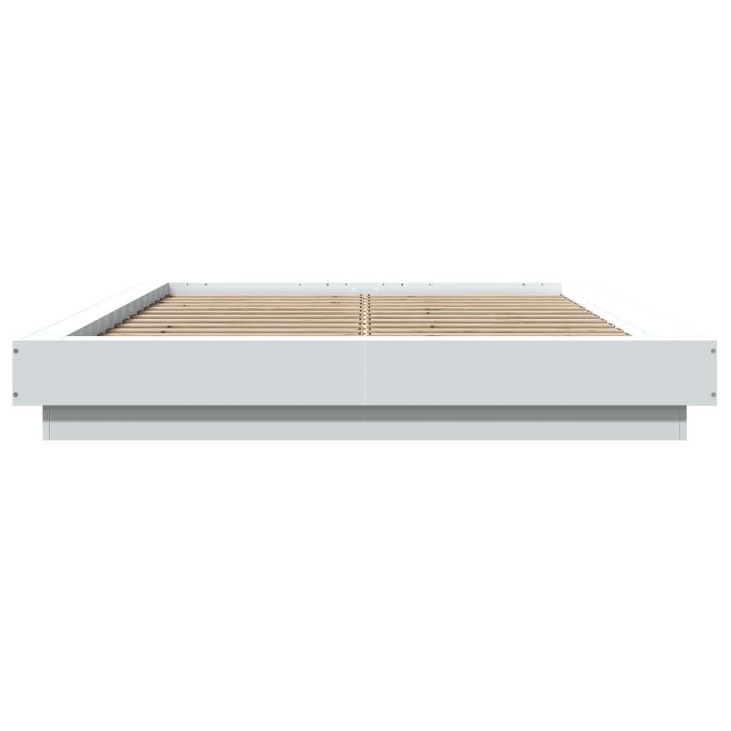 Sengeramme Med Led-Lys Hvit 120X190 Cm Konstruert Tre