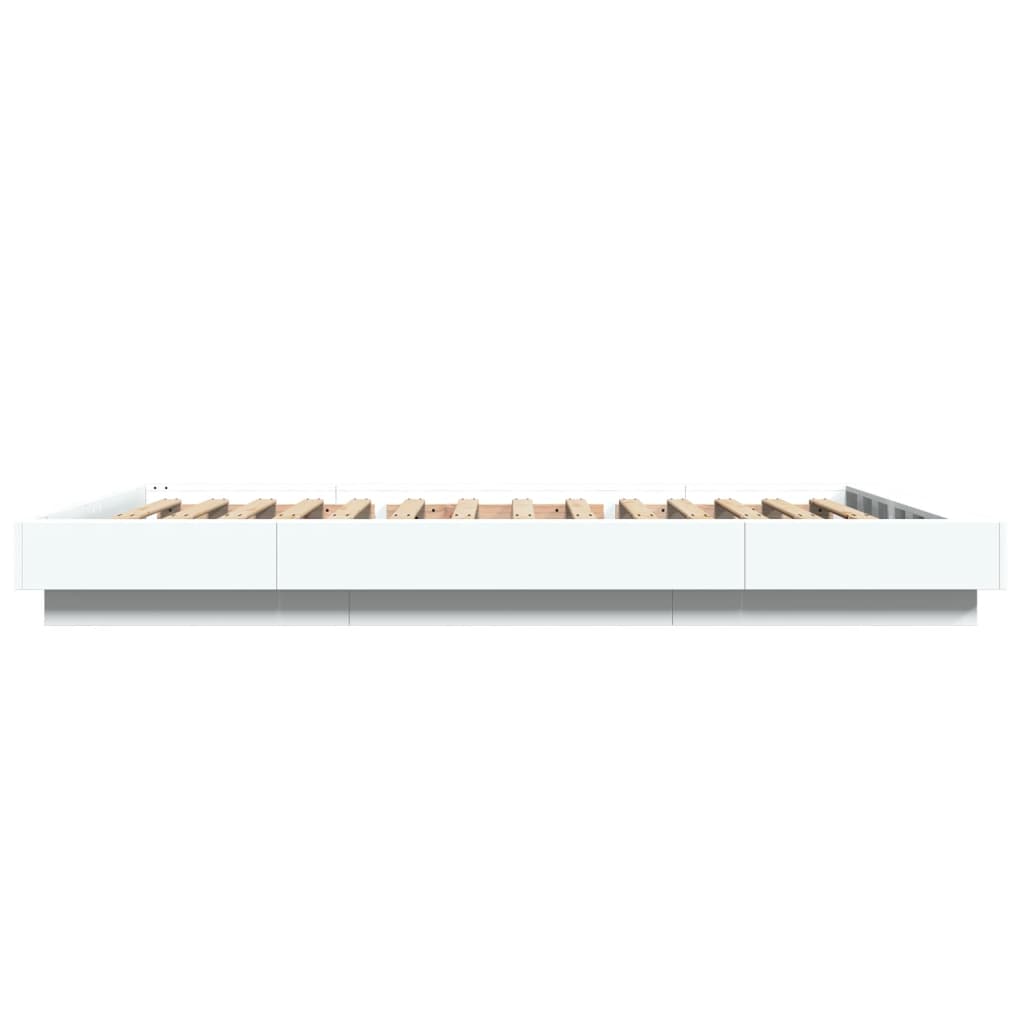 Sengeramme Med Led-Lys Hvit 120X190 Cm Konstruert Tre