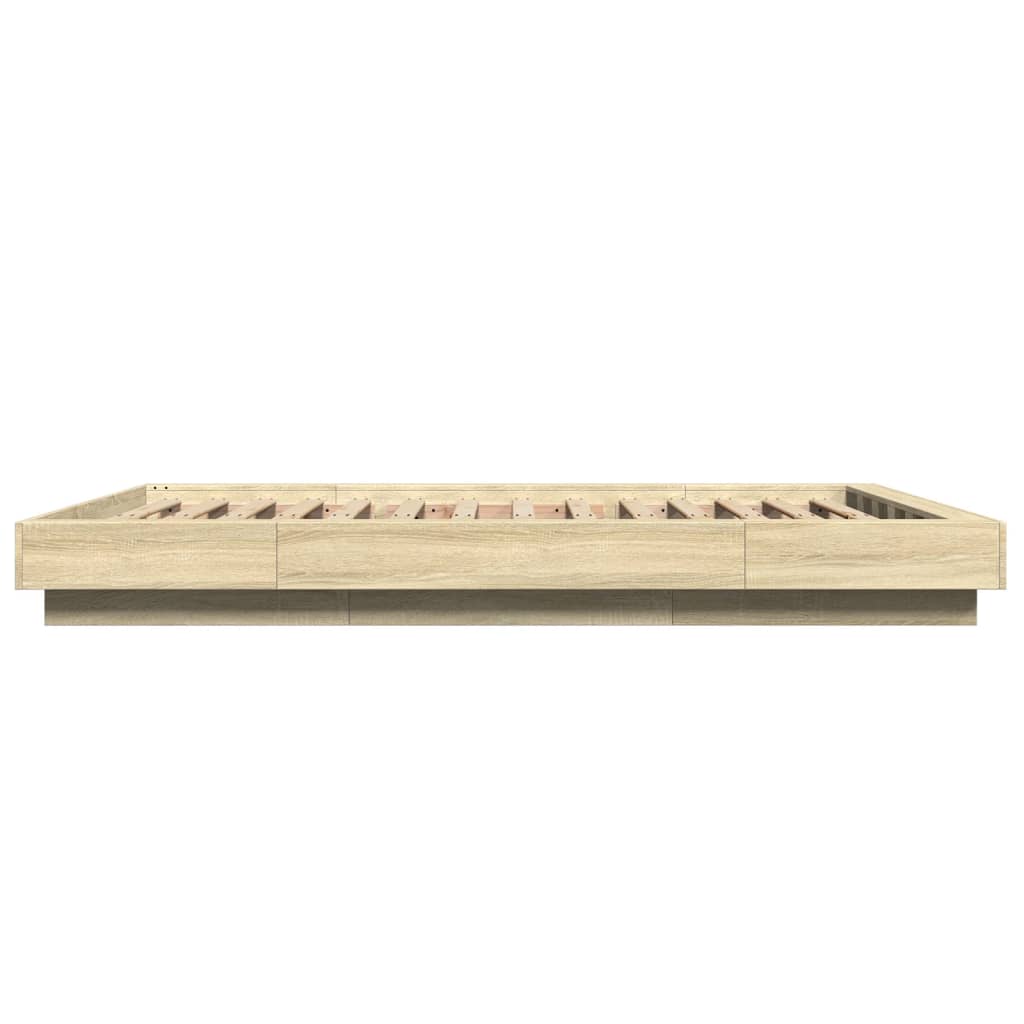 Sengeramme Med Led-Lys Sonoma Eik 120X190 Cm Konstruert Tre