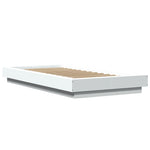 Sengeramme Med Led-Lys Hvit 90X190 Cm Konstruert Tre