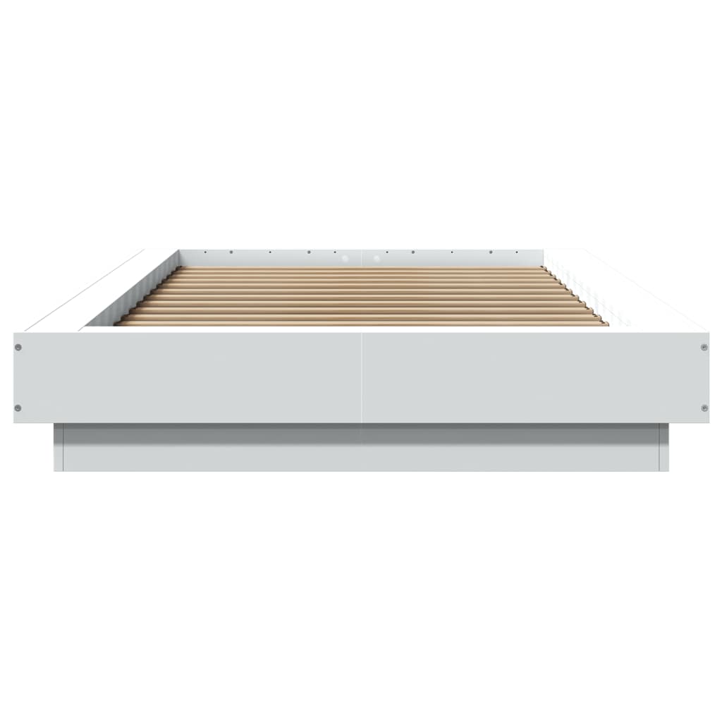 Sengeramme Med Led-Lys Hvit 90X190 Cm Konstruert Tre
