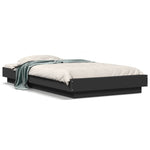 Sengeramme Med Led-Lys Svart 90X190 Cm Konstruert Tre