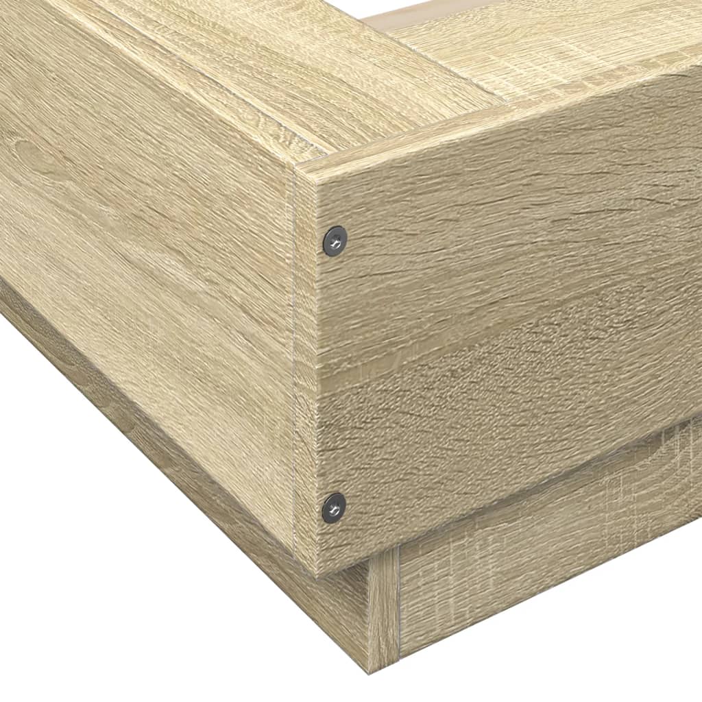 Sengeramme Med Led-Lys Sonoma Eik 90X190 Cm Konstruert Tre