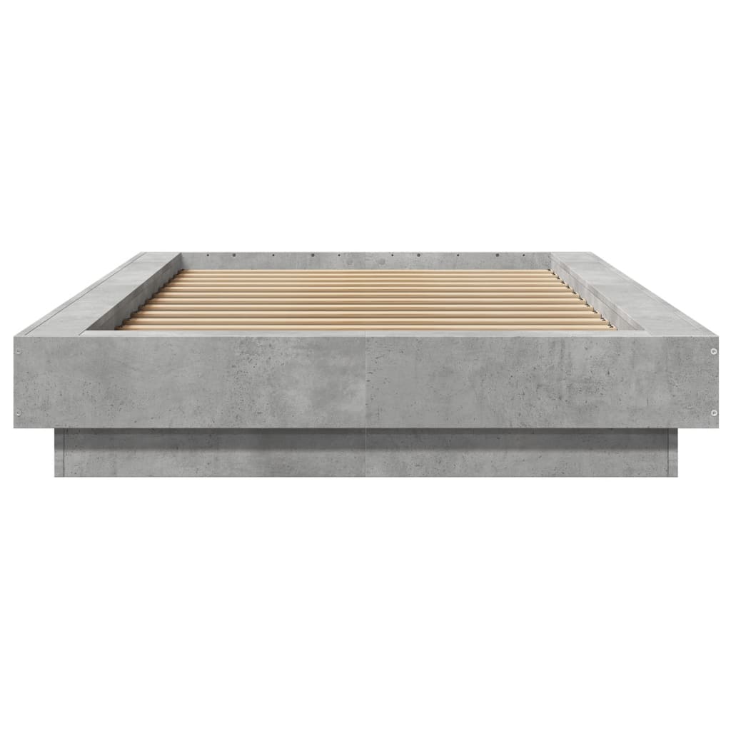 Sengeramme Med Led-Lys Betonggrå 90X190 Cm Konstruert Tre
