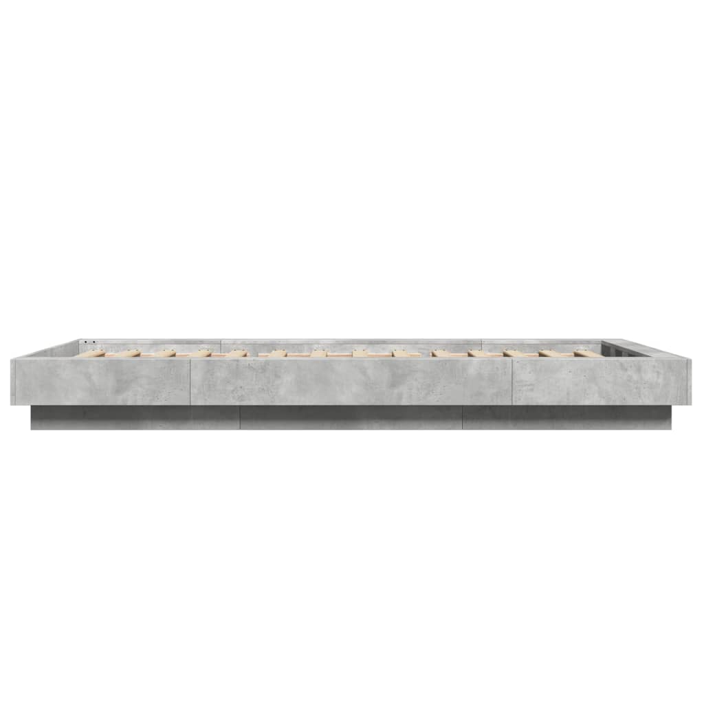 Sengeramme Med Led-Lys Betonggrå 90X190 Cm Konstruert Tre