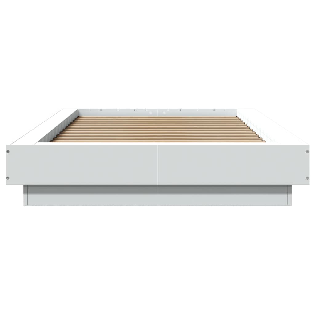 Sengeramme Med Led-Lys Hvit 75X190 Cm Konstruert Tre