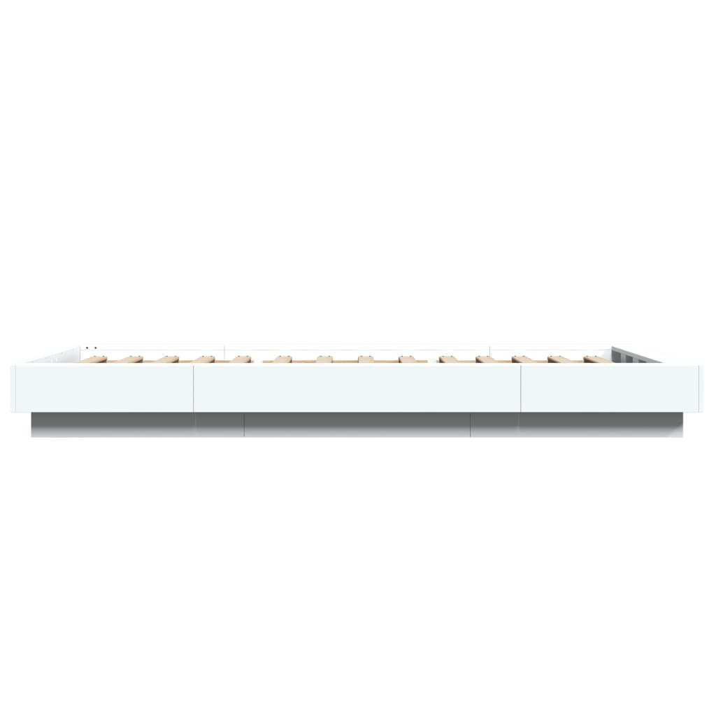 Sengeramme Med Led-Lys Hvit 75X190 Cm Konstruert Tre
