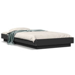 Sengeramme Med Led-Lys Svart 75X190 Cm Konstruert Tre