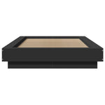 Sengeramme Med Led-Lys Svart 75X190 Cm Konstruert Tre