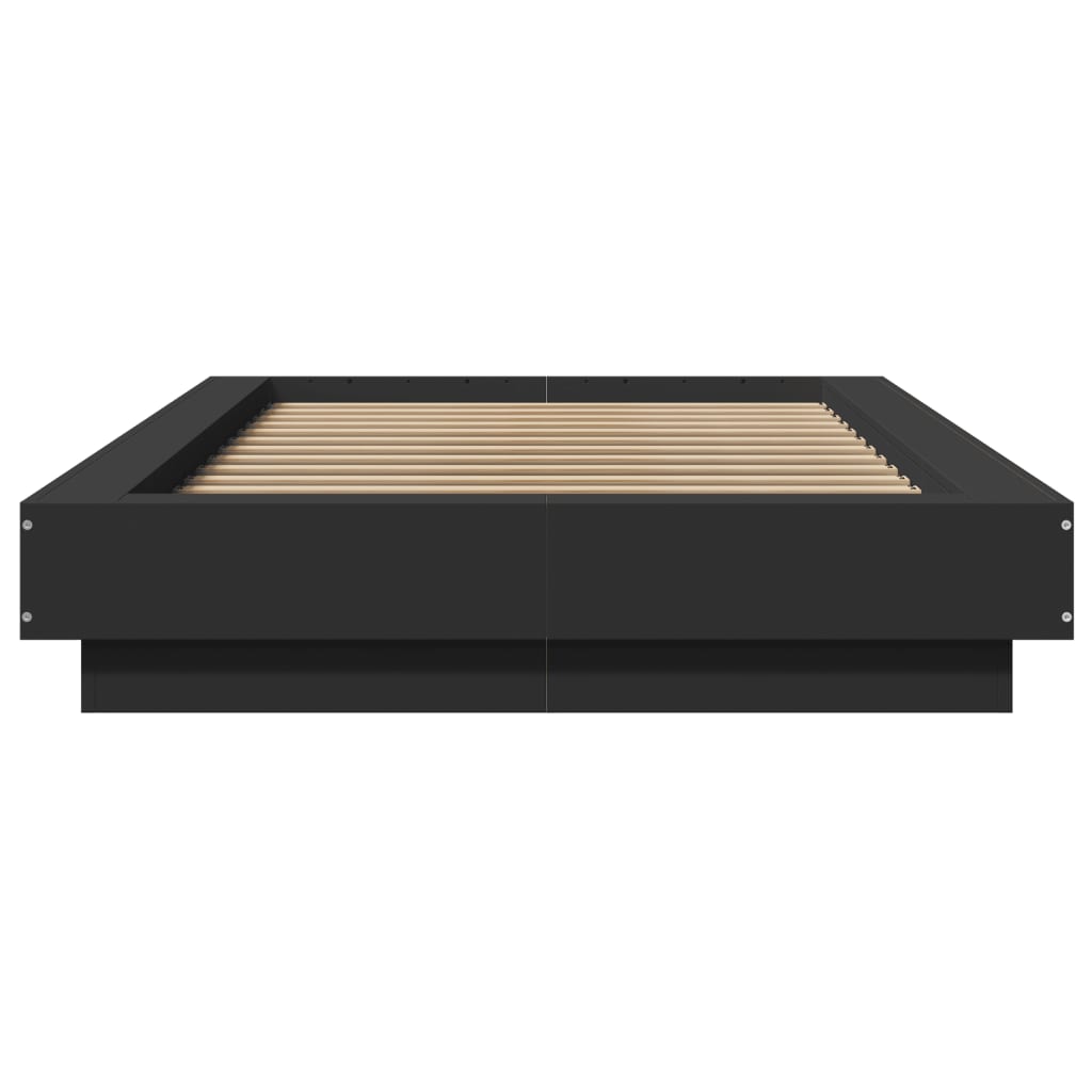 Sengeramme Med Led-Lys Svart 75X190 Cm Konstruert Tre