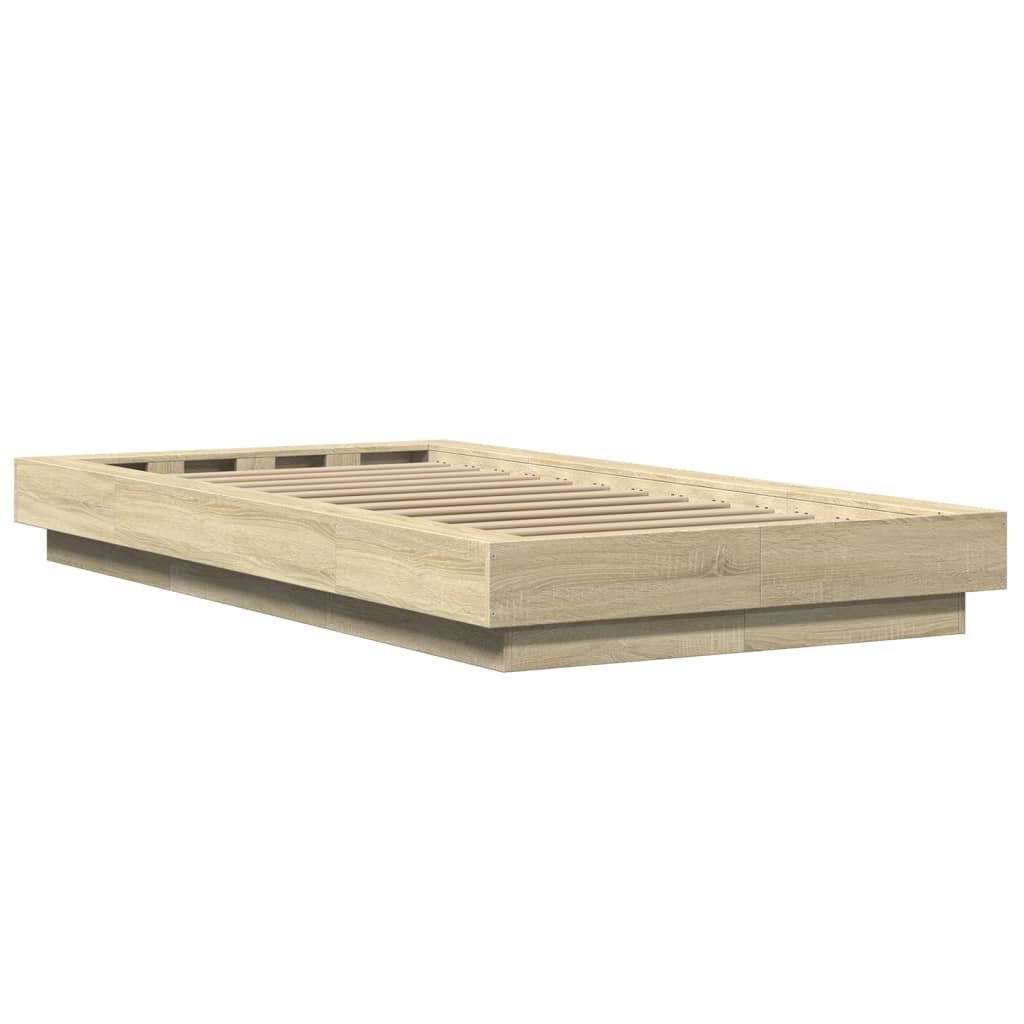 Sengeramme Med Led-Lys Sonoma Eik 75X190 Cm Konstruert Tre