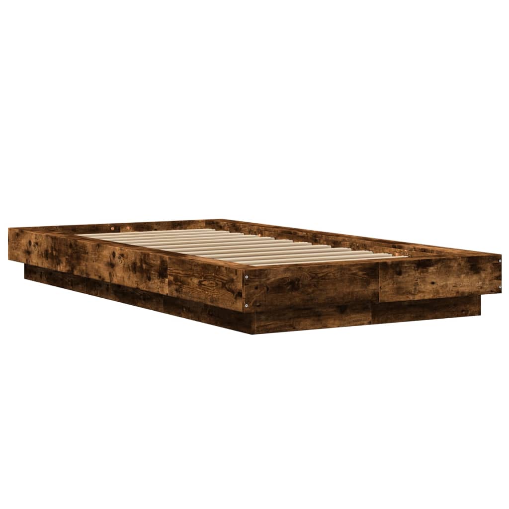 Sengeramme Med Led-Lys Røkt Eik 75X190 Cm Konstruert Tre