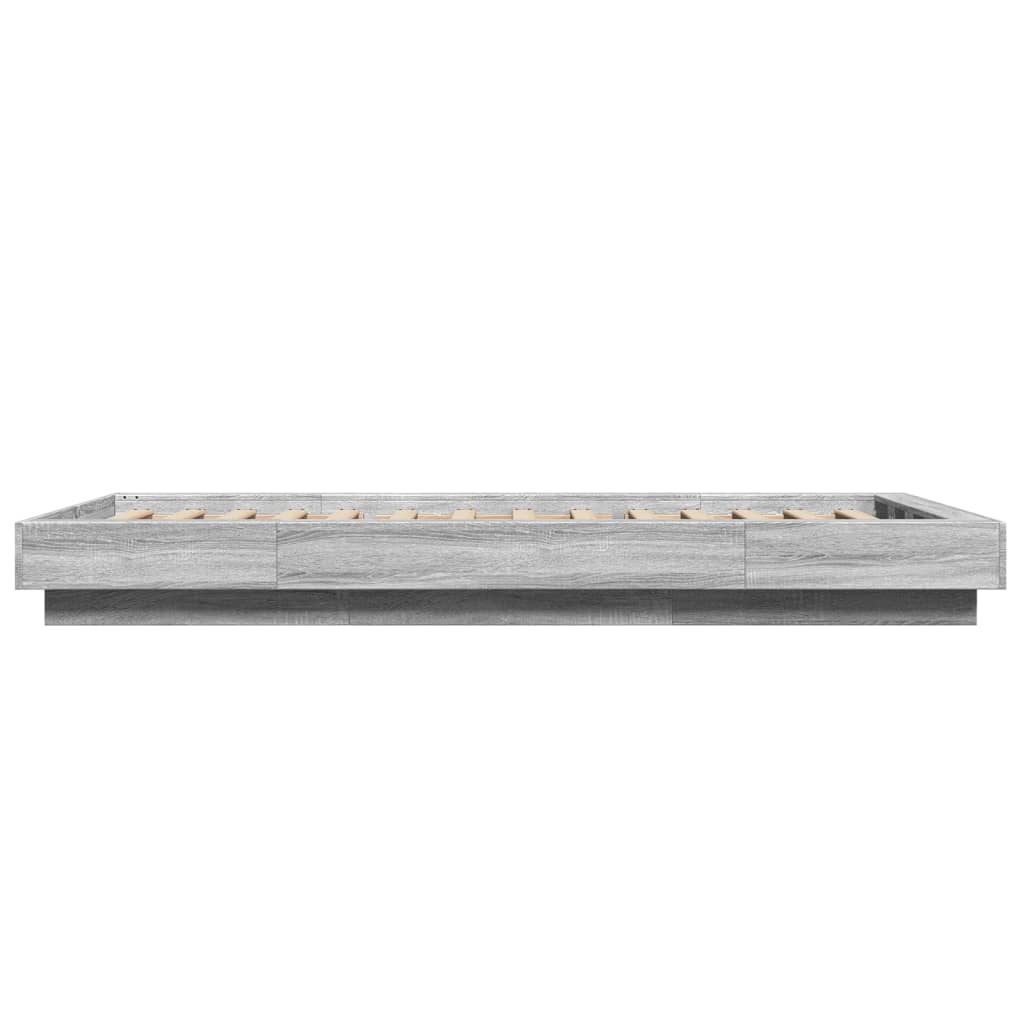 Sengeramme Med Led-Lys Grå Sonoma 75X190 Cm Konstruert Tre