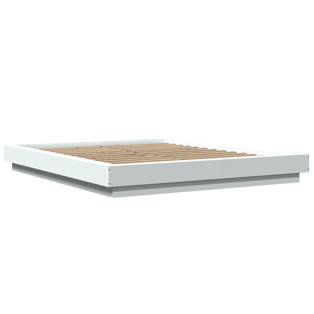 Sengeramme Hvit 160X200 Cm Konstruert Tre