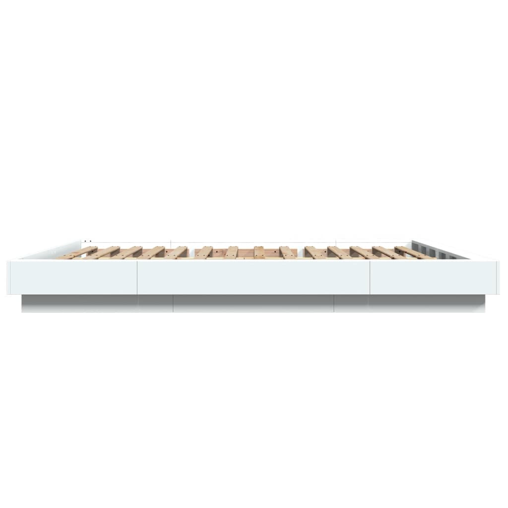 Sengeramme Hvit 160X200 Cm Konstruert Tre