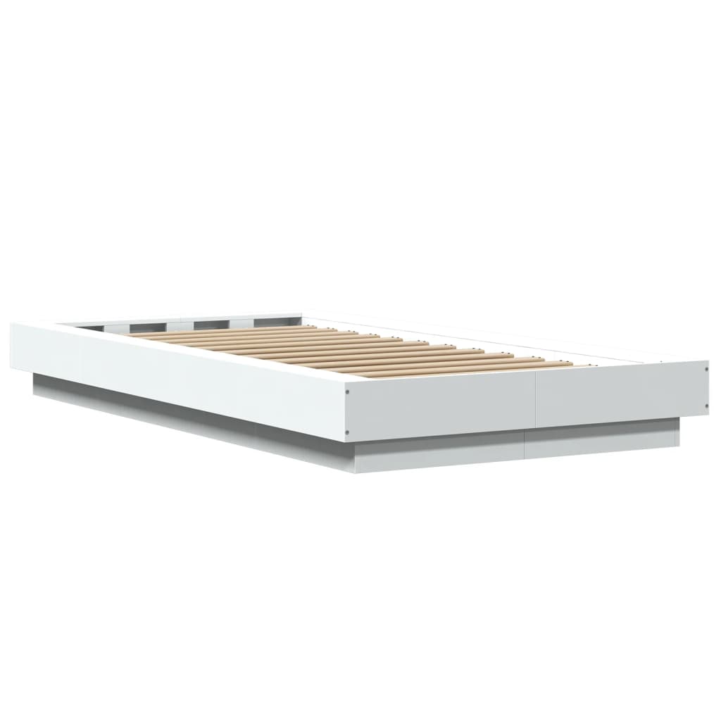 Sengeramme Hvit 75X190 Cm Konstruert Tre