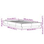 Sengeramme Hvit 75X190 Cm Konstruert Tre