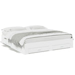 Sengeramme Med Skuffer Hvit 180X200 Cm Konstruert Tre