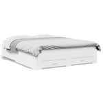 Sengeramme Med Skuffer Hvit 160X200 Cm Konstruert Tre