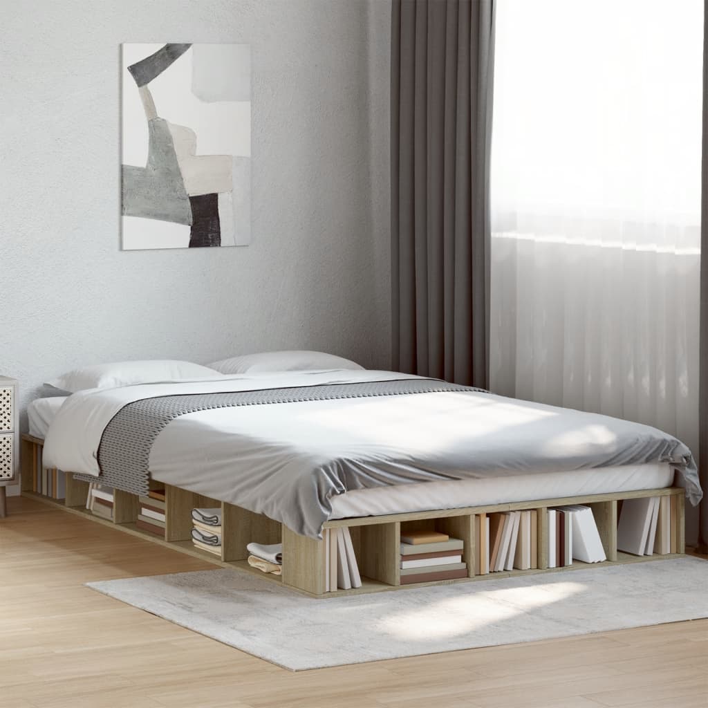 Sengeramme Sonoma Eik 120X200 Cm Konstruert Tre