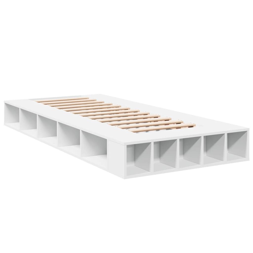 Sengeramme Hvit 75X190 Cm Konstruert Tre