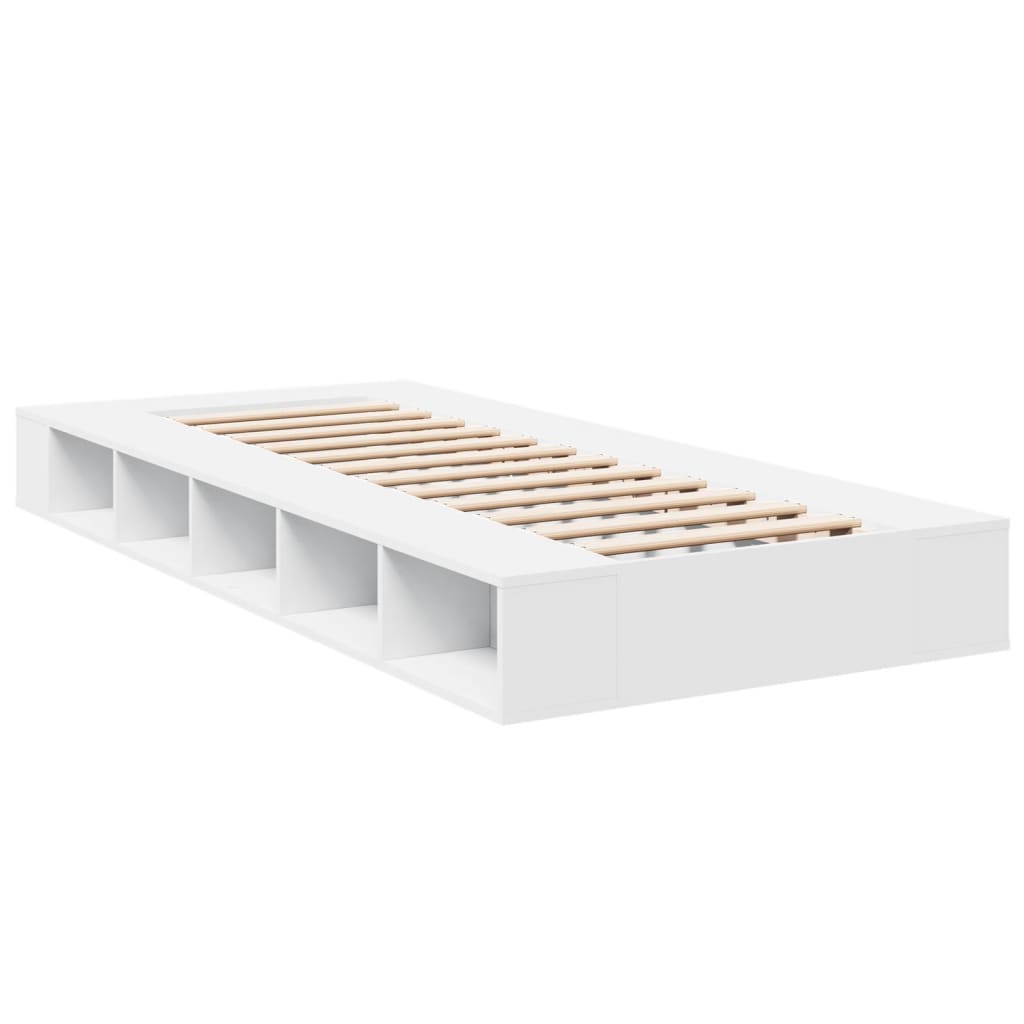 Sengeramme Hvit 75X190 Cm Konstruert Tre