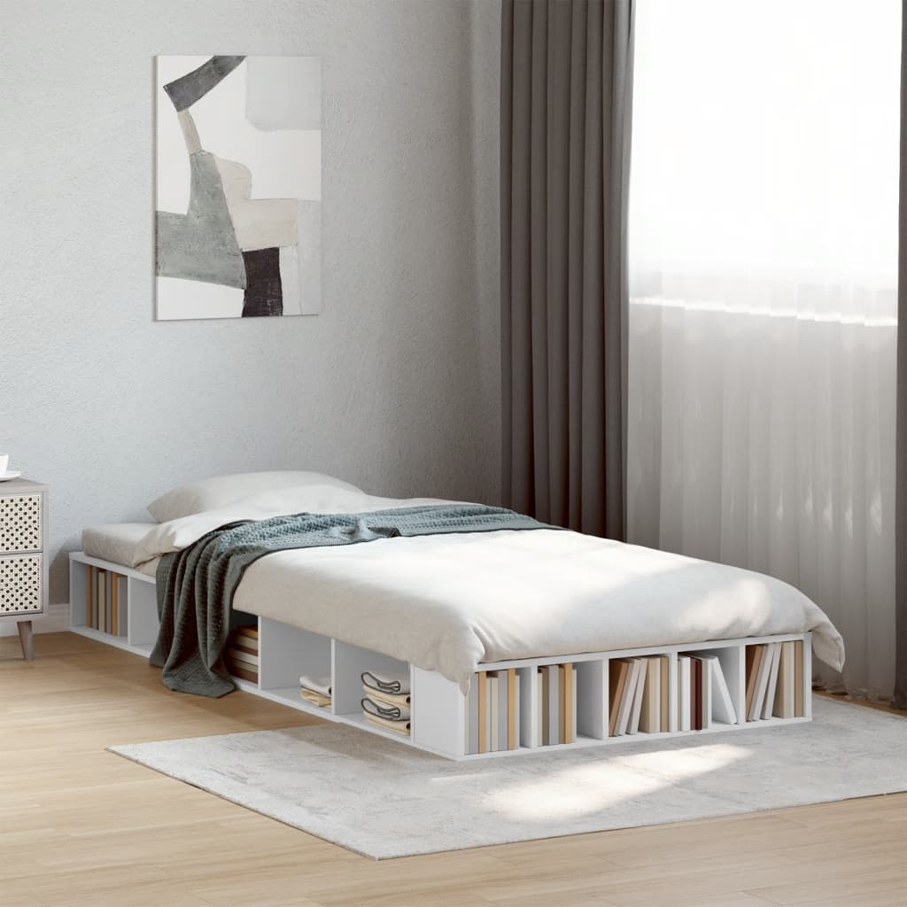 Sengeramme Hvit 75X190 Cm Konstruert Tre