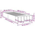 Sengeramme Sonoma Eik 90X200 Cm Konstruert Tre