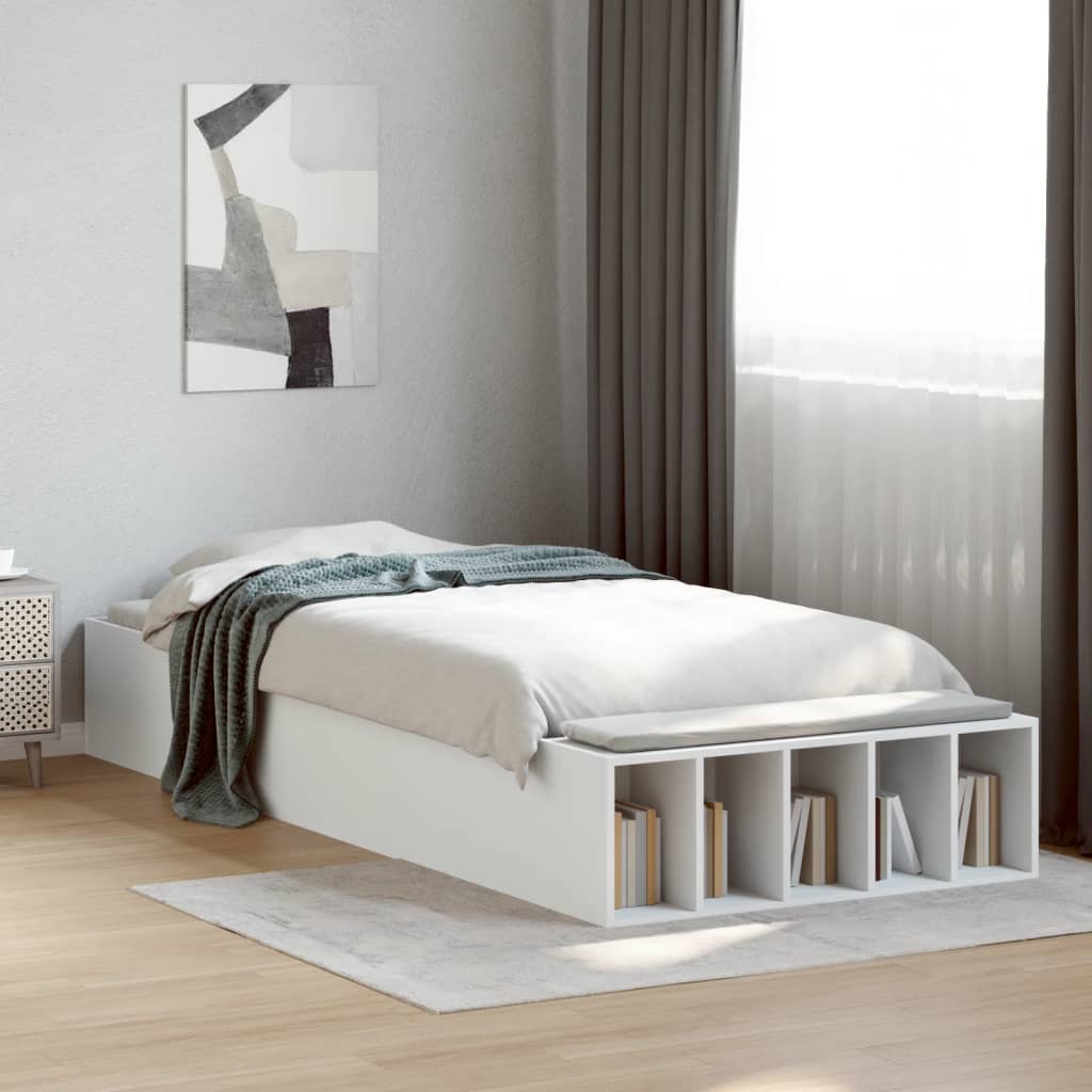 Sengeramme Hvit 90X190 Cm Konstruert Tre