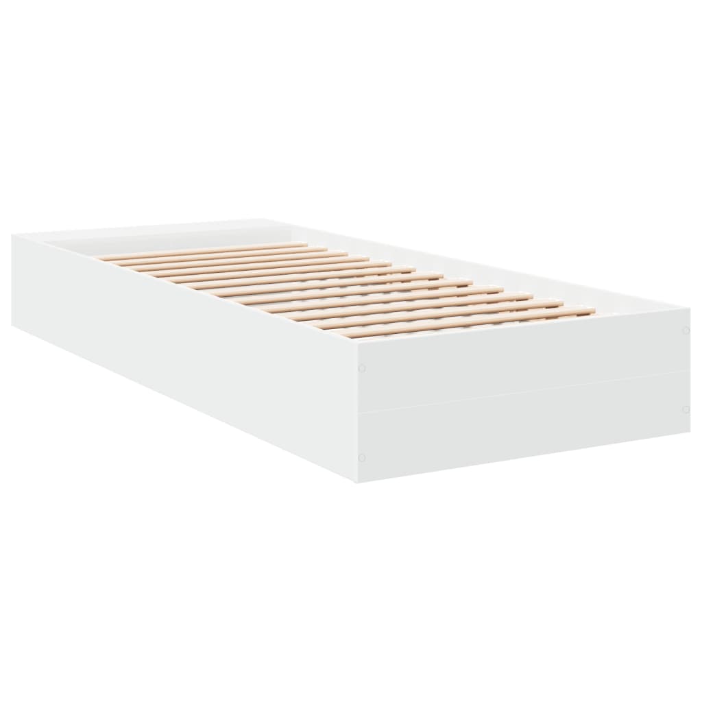 Sengeramme Hvit 75X190 Cm Konstruert Tre