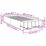 Sengeramme Hvit 75X190 Cm Konstruert Tre