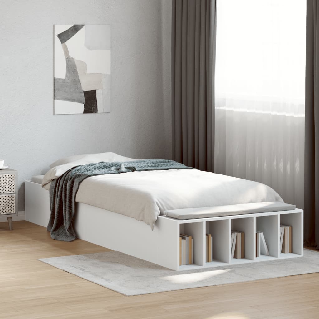 Sengeramme Hvit 75X190 Cm Konstruert Tre