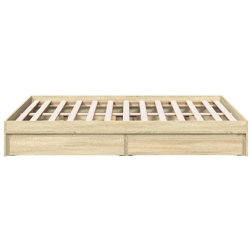 Sengeramme Med Skuffer Sonoma Eik 140X200 Cm Konstruert Tre
