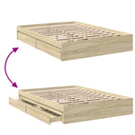 Sengeramme Med Skuffer Sonoma Eik 140X200 Cm Konstruert Tre