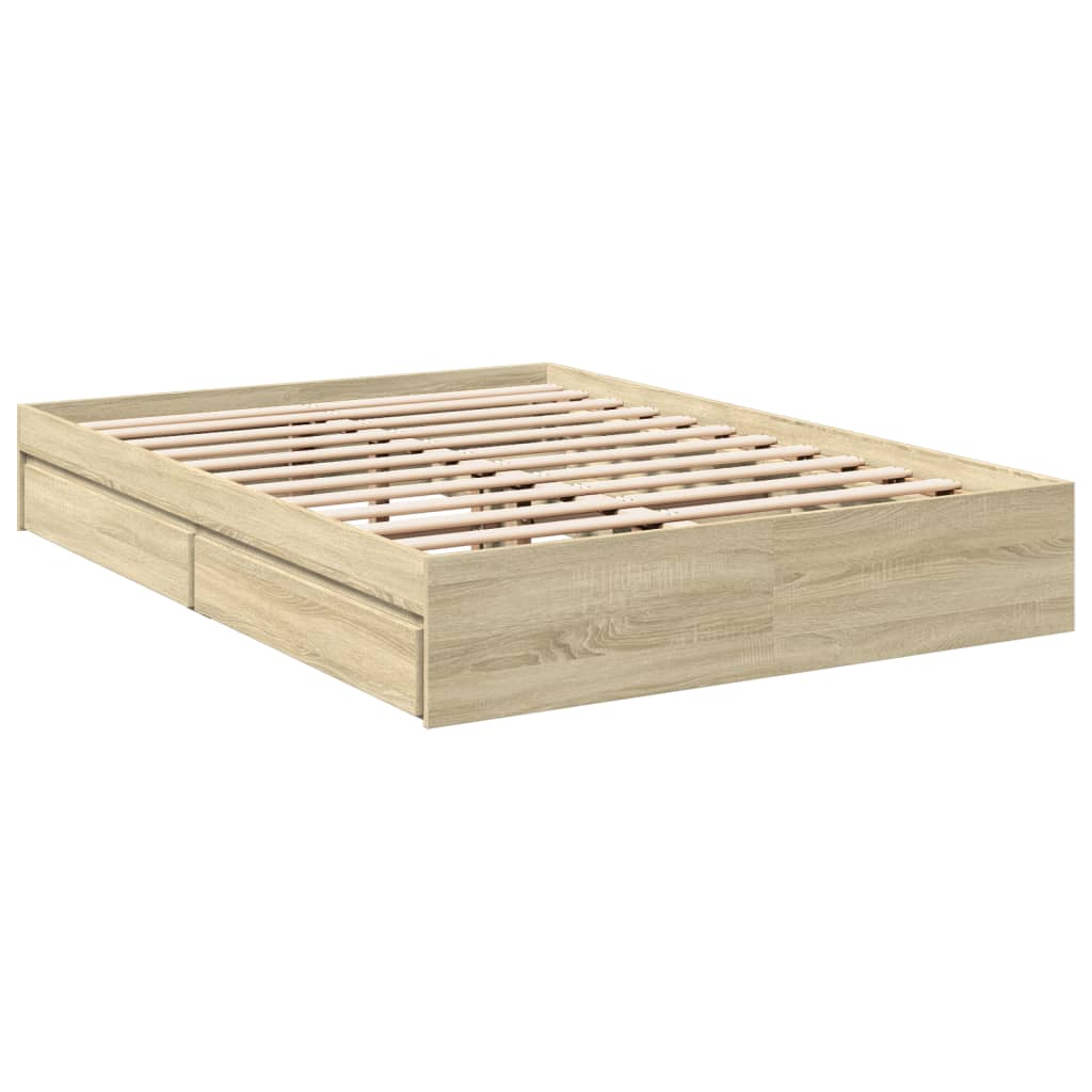 Sengeramme Med Skuffer Sonoma Eik 120X200 Cm Konstruert Tre