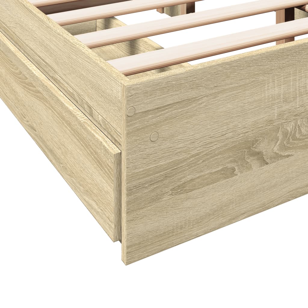 Sengeramme Med Skuffer Sonoma Eik 120X200 Cm Konstruert Tre